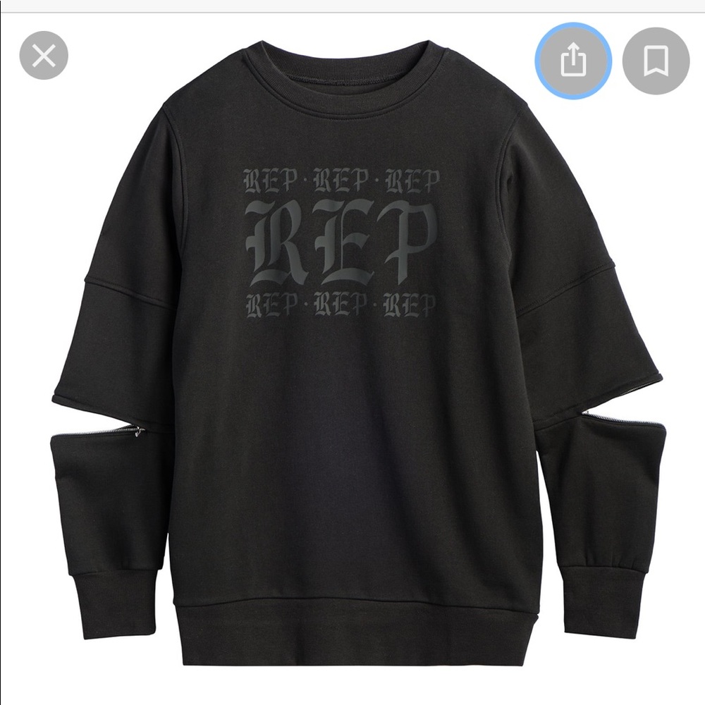 Reputation taylor swift black zip sleeve top